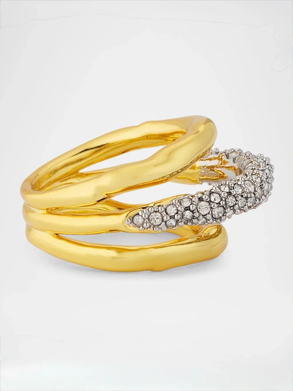 ALEXIS BITTAR Crystal Orbiting Ring Size Solanales Gold Clear Crystal JL19